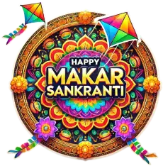 Free Creative Happy Makar Sankranti Png Greetings With English Text For Social Sharing Transparent PNG Download