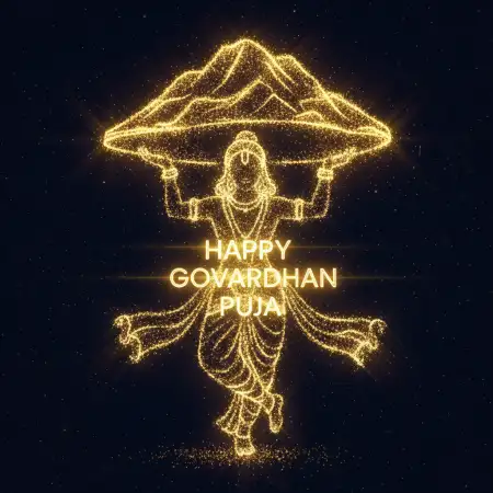 3d Happy Govardhan Puja Text Art With Glowing Diya Lights - Free Happy Govardhan Puja Download