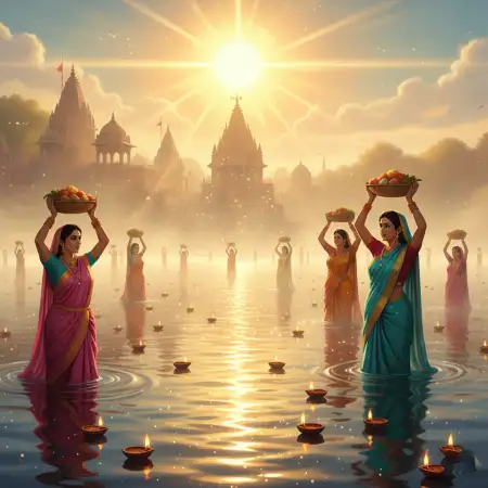 3d Hd Chhath Puja Background For Festive Celebration Design - Free Chhath Puja Design Download