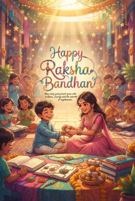 Free Adorable Raksha Bandhan Messages For Kids Image Download
