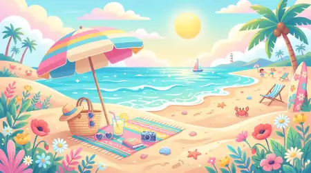 Aesthetic Summer Wallpaper In Kawaii Style - Free Wallpaper Wallpaper Download