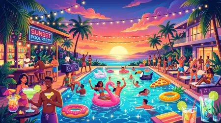 Aesthetic Summer Wallpaper With Aesthetic Pool Party - Free Wallpaper Wallpaper Download