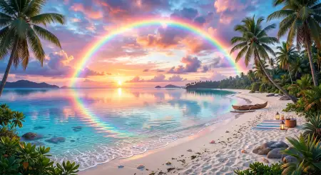 Aesthetic Summer Wallpaper With Rainbow Sky - Free Wallpaper Wallpaper Download