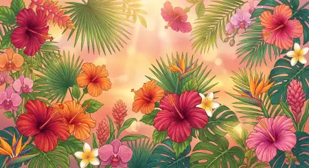 Aesthetic Summer Wallpaper With Tropical Flowers - Free Wallpaper Wallpaper Download