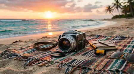 Aesthetic Summer Wallpaper With Vintage Camera Vibes - Free Wallpaper Wallpaper Download