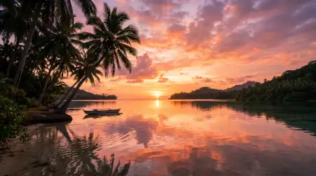 Aesthetic Tropical Sunset Wallpaper For Summer - Free Wallpaper Wallpaper Download