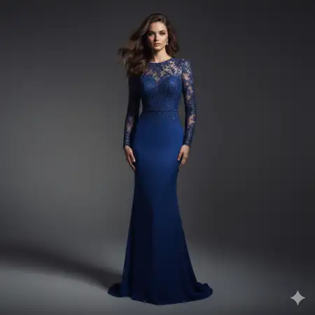 Free American Beauty Portrait In Silky Blue Dress With Soft Shadow Tones Background Download