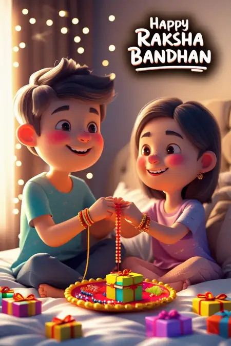 Animated Rakhi Wishes For Kids - Free Happy Raksha Bandhan Wishes For Children Download