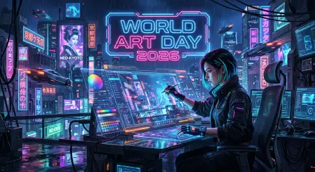 Art Day Banner Png Design - Free World Art Day 2026 Wishes Download