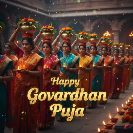 Artistic Illustration Of Govardhan Hill With Krishna Standing On Top - Free Happy Govardhan Puja 2025 Download