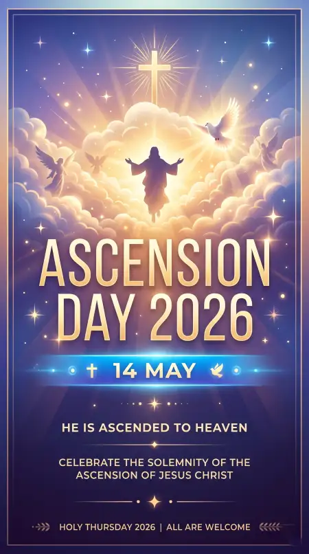 Ascension Day 2026 Church Event Flyer - Free Ascension Day 2026 Wishes Download