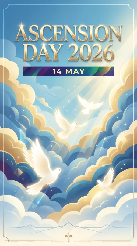 Ascension Day 2026 Cloud Background Design - Free Ascension Day 2026 Wishes Download