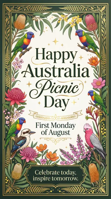 Australia Picnic Day 2026 Celebration Card - Free Australia Picnic Day 2026 Download