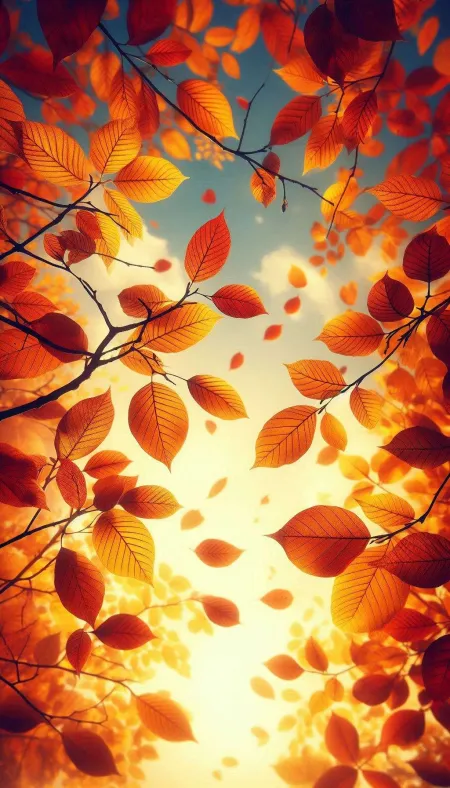 Autumn Leaves And Sky Background Wallpaper In 4k - Free Background Download