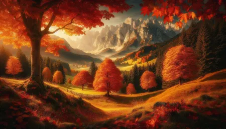 Autumn Mountain Scenery Wallpaper Background In Uhd - Free Background Download