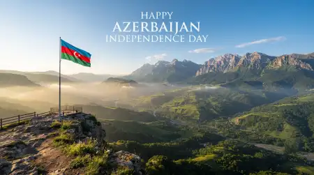 azerbaijan independence day 2026 flag with fireworks