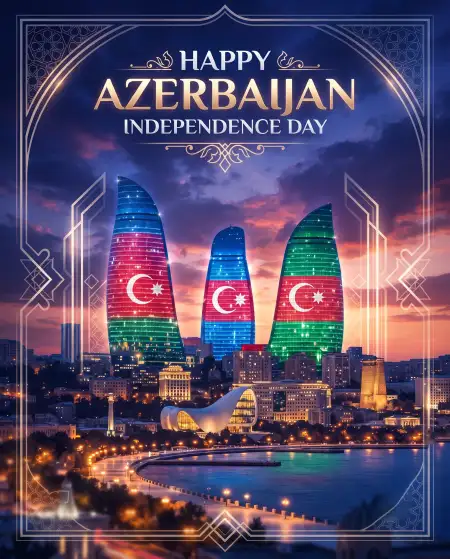azerbaijan independence day 2026 maiden tower greeting - Azerbaijan Independence Day 2026
