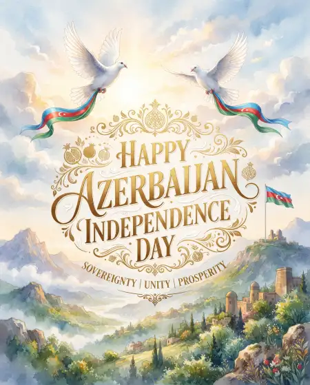 azerbaijan independence day 2026 modern greeting poster - Azerbaijan Independence Day 2026