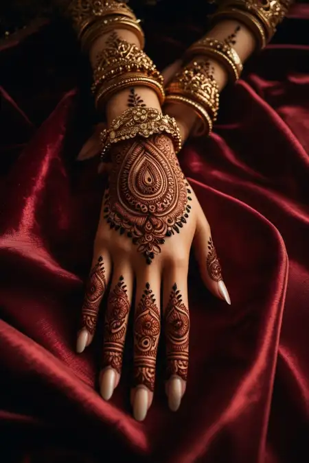 Back Hand Mehndi Design For Engagement - Free Related Mehndi Design Image