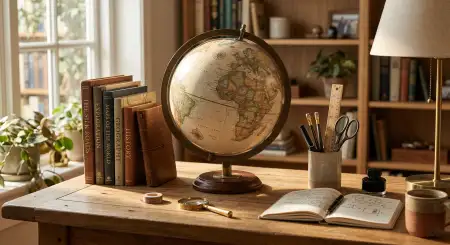 back to school background with globe and map