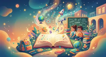 back to school background with kids illustration