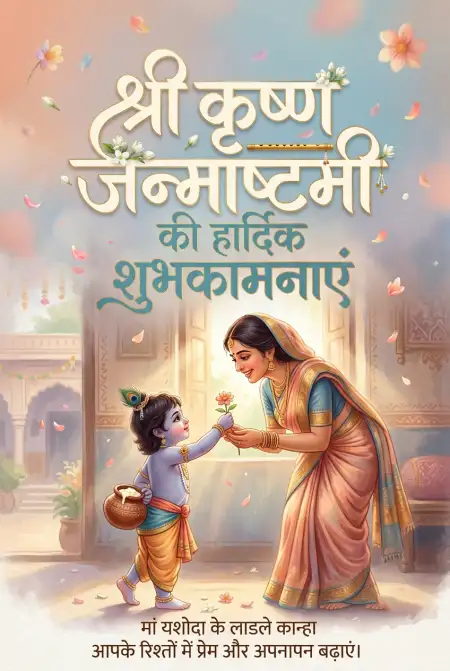 Free Bal Krishna Janmashtami Hindi Greeting Images Image Download
