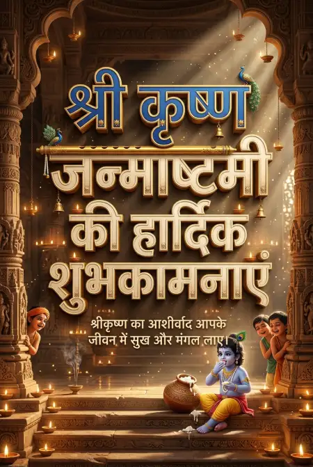 Free Bal Krishna Janmashtami Ki Hardik Shubhkamnaye Image Download