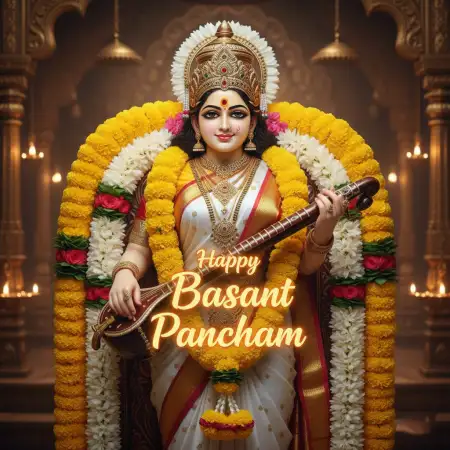Free Basant Panchami Wishes Devotional Messages Background Download