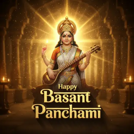Free Basant Panchami Wishes Golden Words Background Download