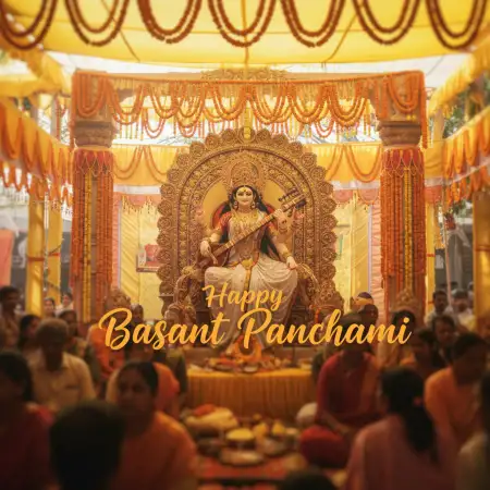 Free Basant Panchami Wishes Knowledge Festival Background Download