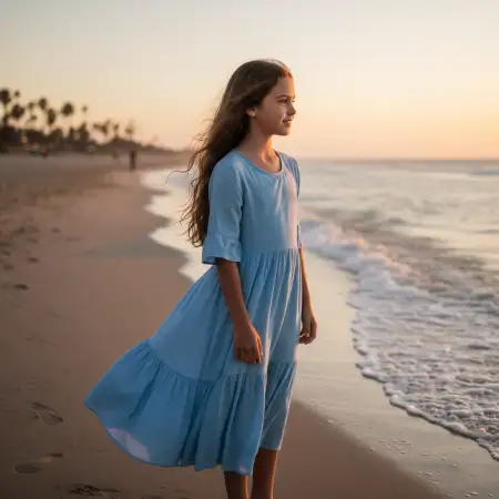 Beautiful Blue Outfit Girl Standing Pose Photo - Free Photo Download
