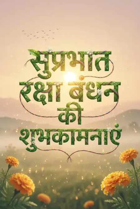 Beautiful Flower Typography Raksha Bandhan Hindi Text With Rakhi Image - Free Raksha Bandhan Ki Shubhkamnaye In Hindi Download