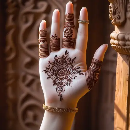 Beautiful Hand Mehndi Design With Flowers - Free Related Mehndi Design Image