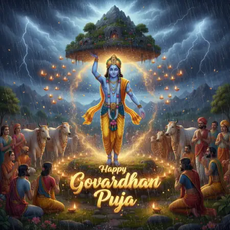 Beautiful Happy Govardhan Puja Images With Lord Krishna - Free Happy Govardhan Puja Download