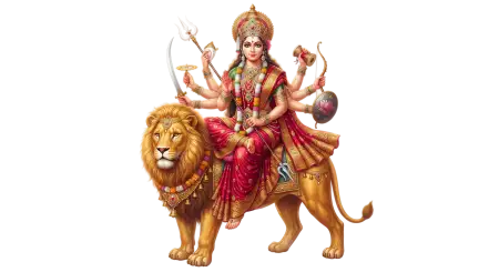 beautiful maa durga png with golden crown