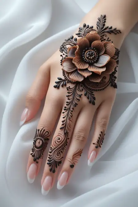 Beautiful Mehndi Design For Back Hand - Free Related Mehndi Design Image
