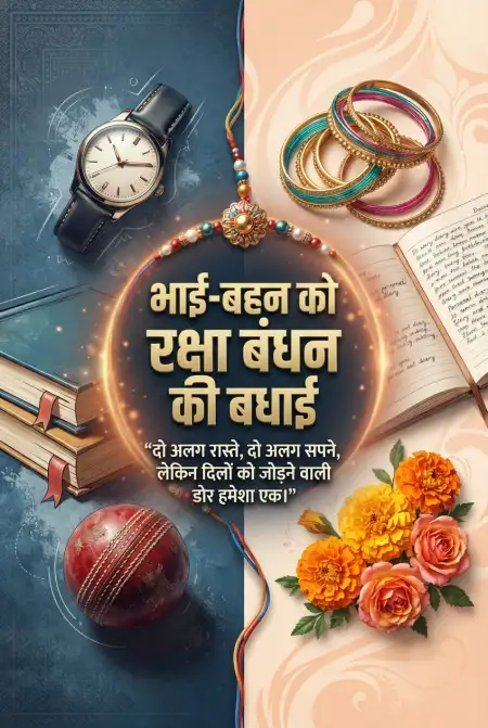 Beautiful Raksha Bandhan Wishes For Brother With Rakhi And Stylish Hindi Text - Free Raksha Bandhan Ki Shubhkamnaye In Hindi Download