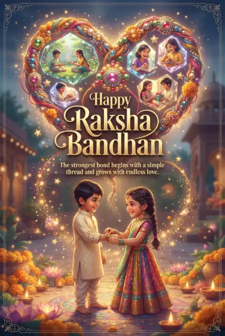 Free Beautiful Raksha Bandhan Wishes For Kids Image Download