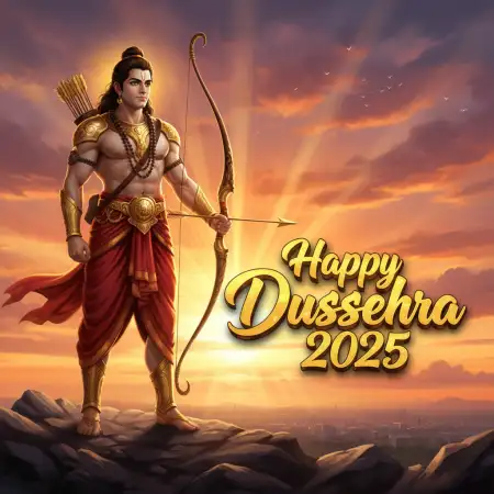 Best Wishes For Dussehra 2025 With Calligraphy Text - Free Happy Dussehra 2025 Download