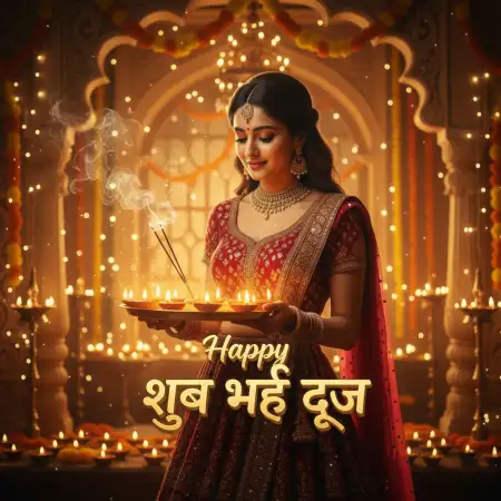 Bhai Dooj 2025 Couple Brother Sister Art - Free Bhai Dooj Download