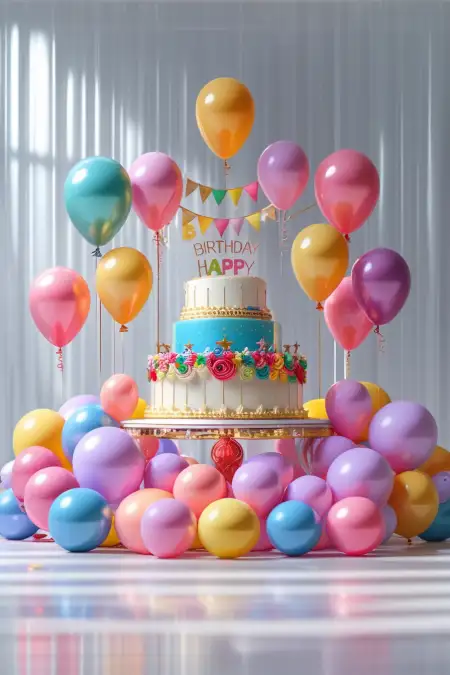 Birthday Background With Balloons And Confetti - Free Happy Birthday Background Download