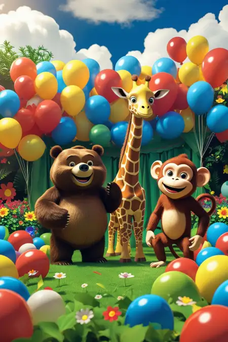 Birthday Background With Cute Animals - Free Happy Birthday Background Download
