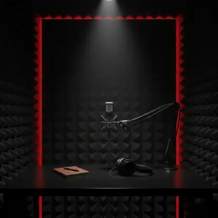 Black And Red Podcast Studio Background - Free Podcast Studio Background Download