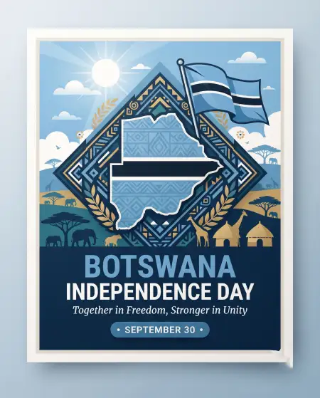 botswana independence day poster with botswana flag