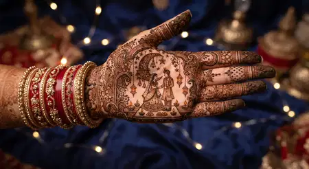 bride groom karwa chauth mehndi design - Karwa Chauth Mehndi Design With Kalash