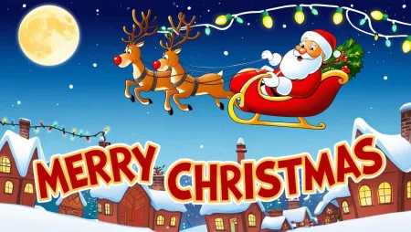 Cartoon Santa And Reindeer In A Winter Wonderland - Free Related Merry Christmas Cartoon Santa Claus Image