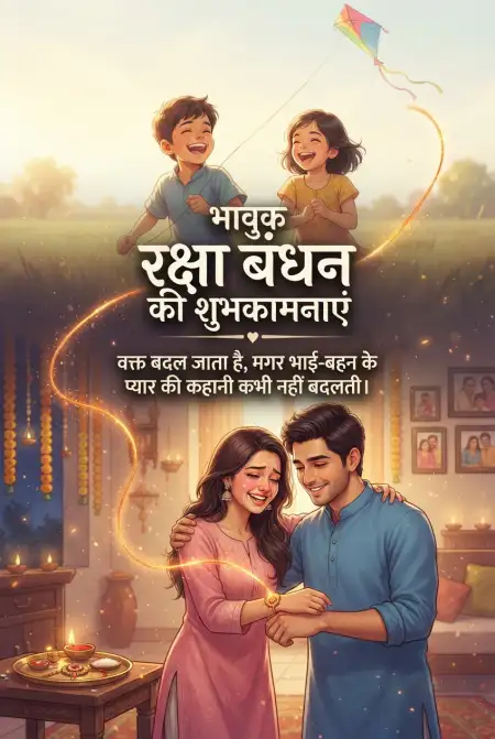 Childhood Memories Brother Sister Raksha Bandhan Wishes Hindi Poster - Free Raksha Bandhan Ki Shubhkamnaye In Hindi Download