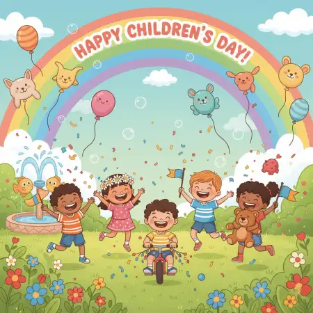 Childrens Day Background With Kids Playing - Free Childrens Day Background Download