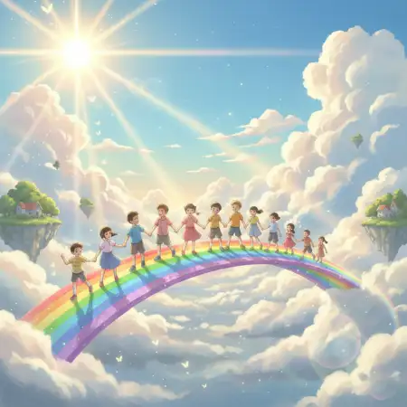 Childrens Day Background With Rainbow And Stars - Free Childrens Day Background Download