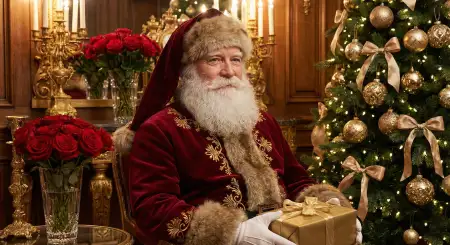 Free Christmas Background With Santa Claus Gift Bag Background Download